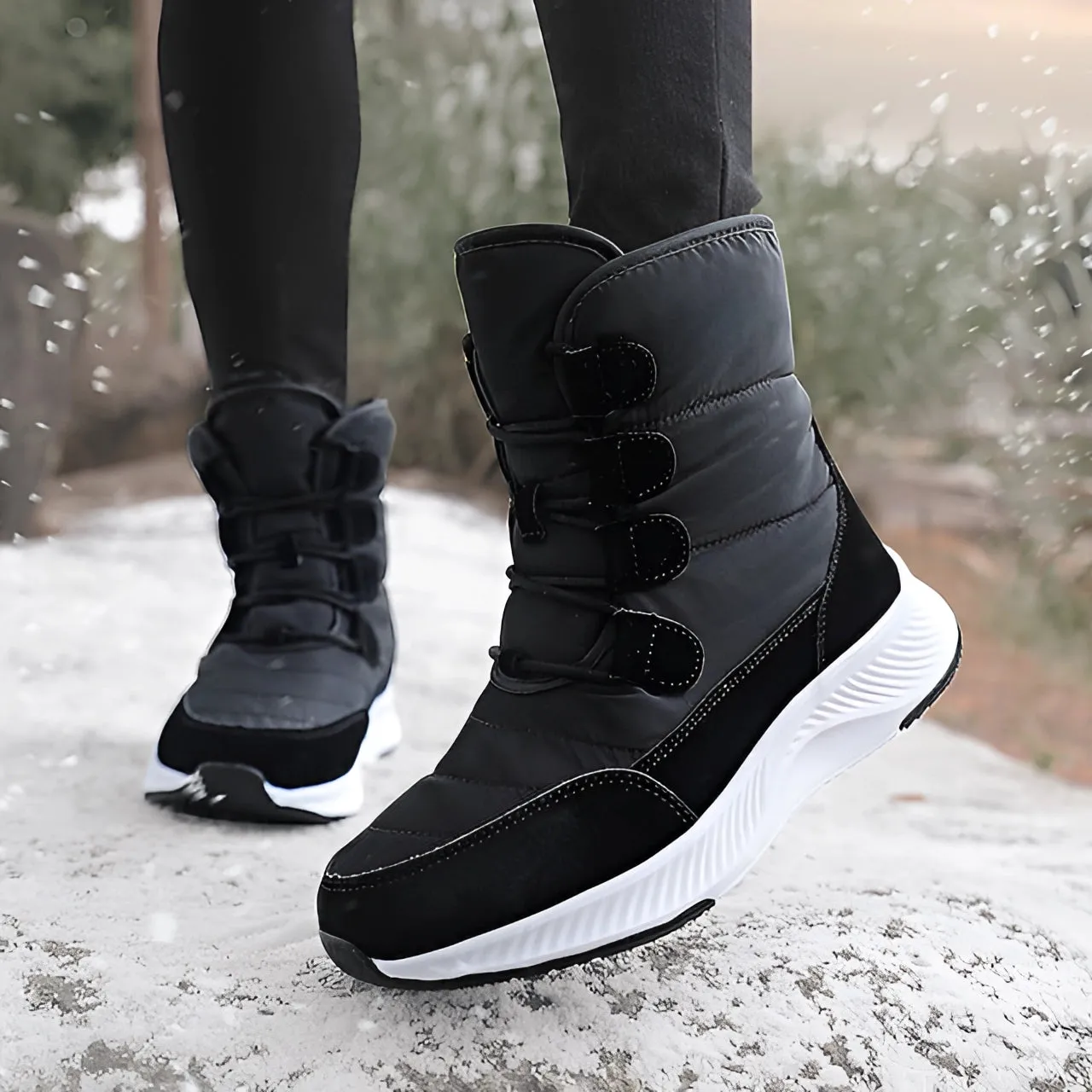 Women's Brown Waterproof Insulated Stylish High-Top Snow Boots