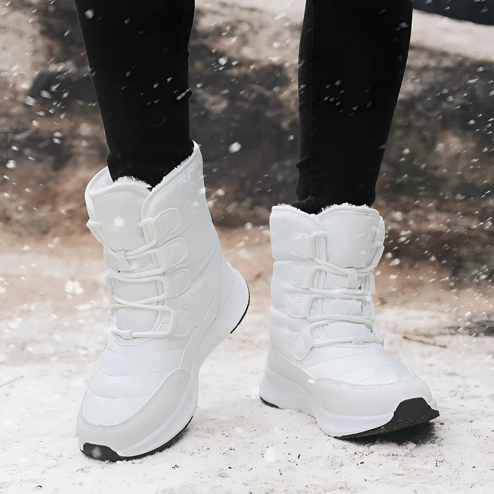 Women's Brown Waterproof Insulated Stylish High-Top Snow Boots
