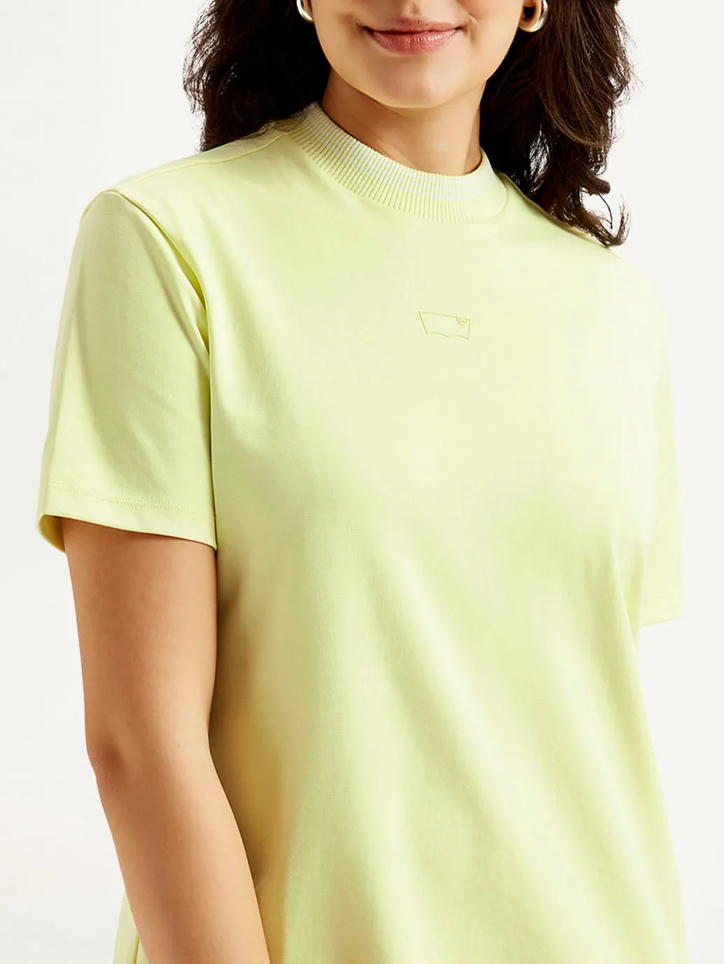 Women's Solid Light Green Crew Neck Dress