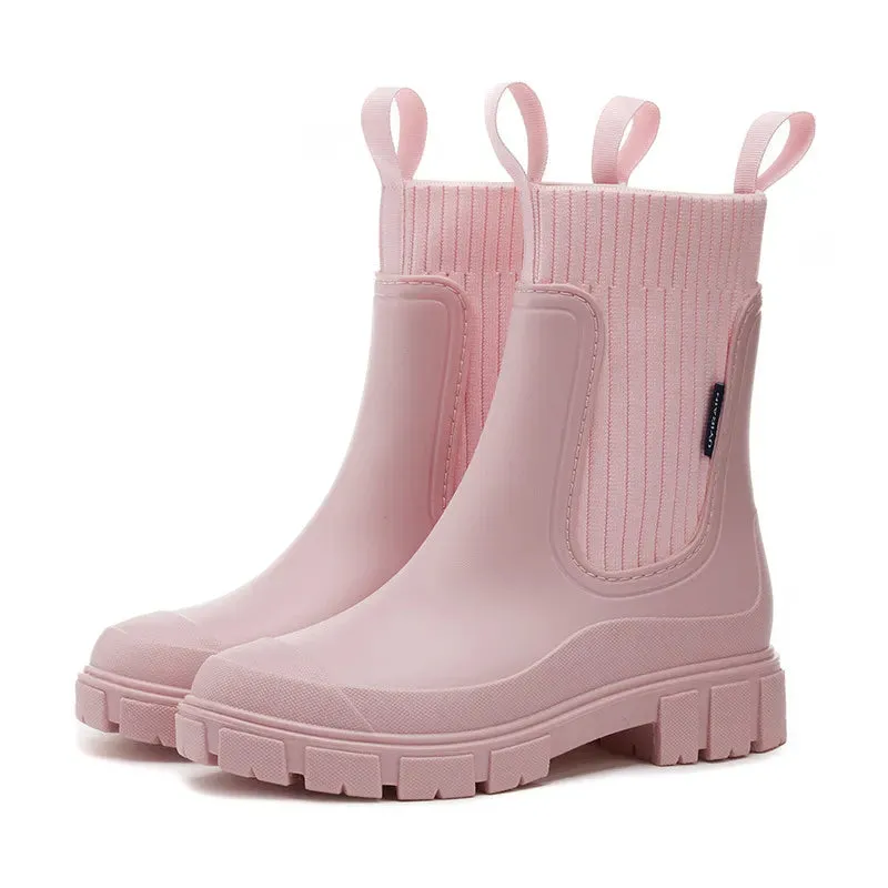 Women's Waterproof Non-Slip Rain Boots Height Increasing & Wear-Resistant