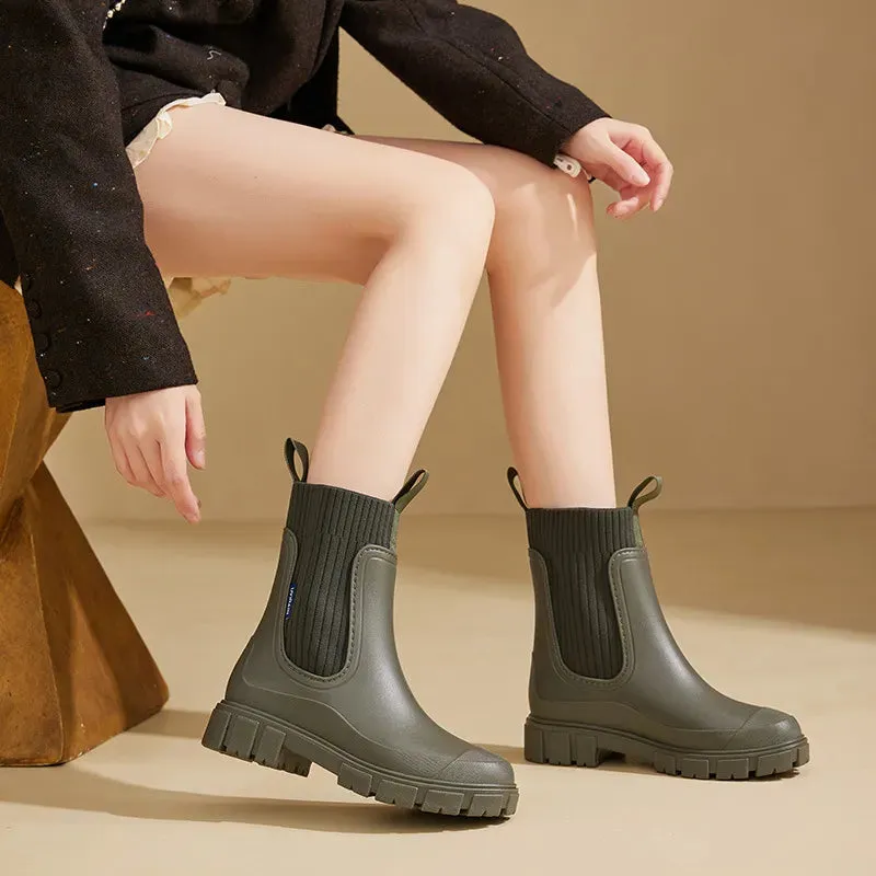 Women's Waterproof Non-Slip Rain Boots Height Increasing & Wear-Resistant
