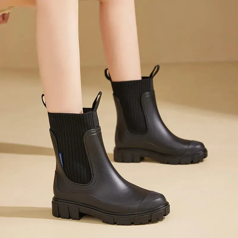 Women's Waterproof Non-Slip Rain Boots Height Increasing & Wear-Resistant