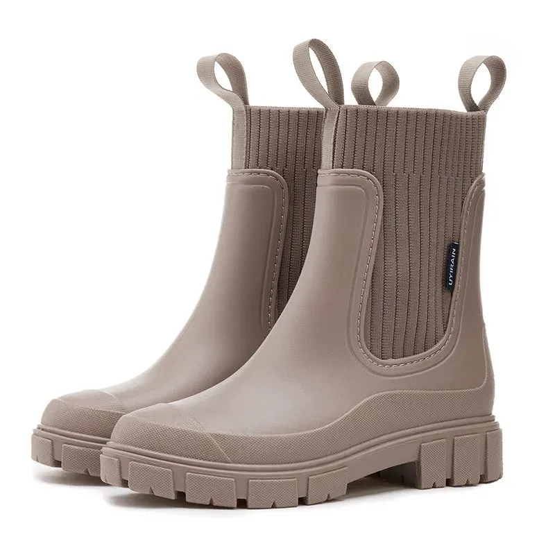 Women's Waterproof Non-Slip Rain Boots Height Increasing & Wear-Resistant
