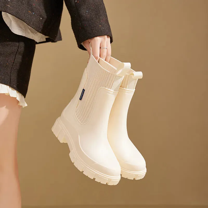 Women's Waterproof Non-Slip Rain Boots Height Increasing & Wear-Resistant